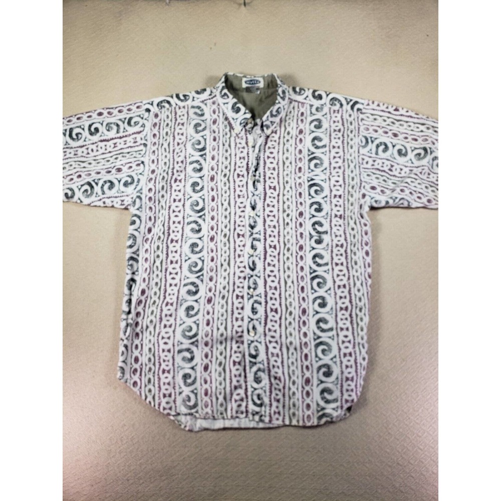 Motto Shirt Mens Large Multicolor Short Sleeve Button Up Regular Fit Casual Wear